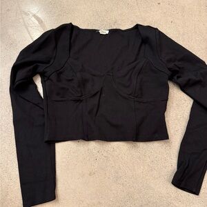 Garage Black Long Sleeve Crop Top